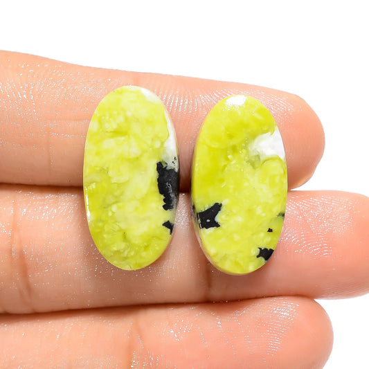 Lizardite Oval Shape Cabochon Loose Gemstone Pair Natural 20.5 Ct. 22X11X4 mm V-4644