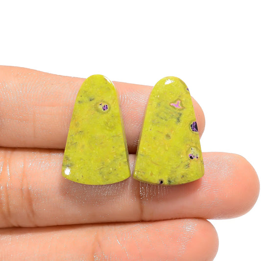 Stichtite Fancy Shape Cabochon Loose Gemstone Pair Natural 21 Ct. 22X14X4 mm V-4654