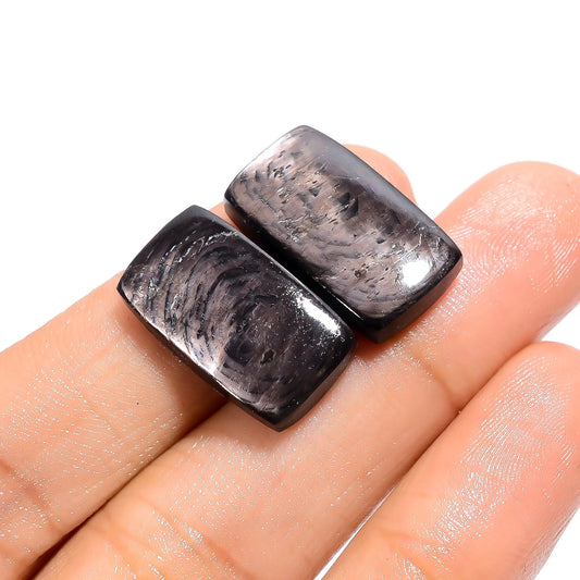 Hypersthene Radiant Shape Cabochon Loose Gemstone Pair Natural 27 Ct. 19X11X4 mm V-4686
