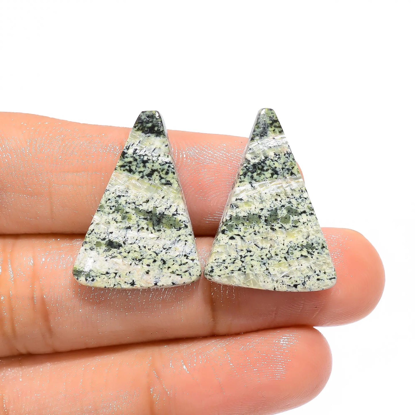 Green Swiss Opal Fancy Shape Cabochon Loose Gemstone Pair Natural 19.5 Ct. 23X17X3 mm V-4714