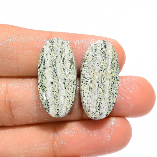 Green Swiss Opal Oval Shape Cabochon Loose Gemstone Pair Natural 23 Ct. 25X12X4 mm V-4721