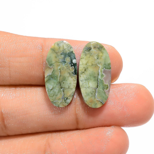 Rhyolite Oval Shape Cabochon Loose Gemstone Pair Natural 10 Ct. 20X9X3 mm V-4731