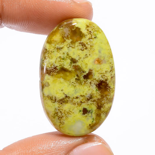 Green Opal Oval Shape Cabochon Loose Gemstone Natural 30 Ct. 31X19X5 mm V-4756