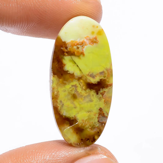 Green Opal Oval Shape Cabochon Loose Gemstone Natural 18 Ct. 29X14X4 mm V-4758