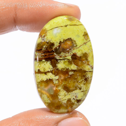 Green Opal Oval Shape Cabochon Loose Gemstone Natural 37.5 Ct. 36X22X5 mm V-4760