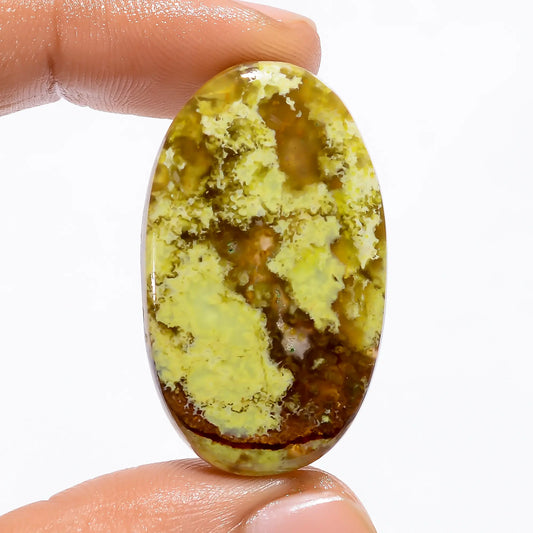 Green Opal Oval Shape Cabochon Loose Gemstone Natural 39 Ct. 37X21X5 mm V-4762