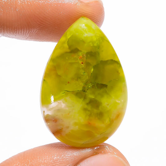 Green Opal Pear Shape Cabochon Loose Gemstone Natural 20.5 Ct. 29X19X5 mm V-4783