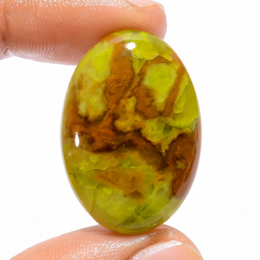 Green Opal Oval Shape Cabochon Loose Gemstone Natural 29.5 Ct. 30X21X5 mm V-4784
