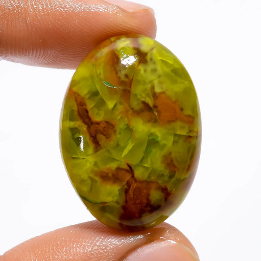 Green Opal Oval Shape Cabochon Loose Gemstone Natural 30.5 Ct. 29X21X6 mm V-4787