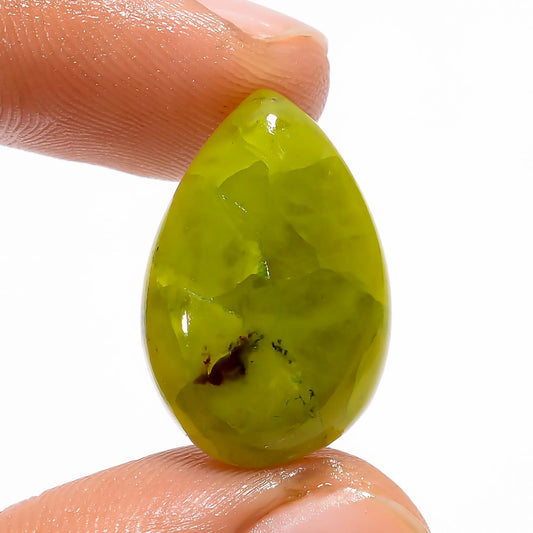 Green Opal Pear Shape Cabochon Loose Gemstone Natural 10.5 Ct. 21X14X5 mm V-4794