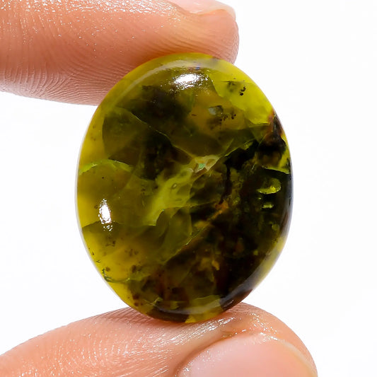 Green Opal Oval Shape Cabochon Loose Gemstone Natural 15.5 Ct. 23X19X4 mm V-4798