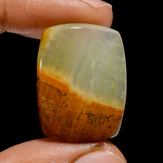 Green Calcite Radiant Shape Cabochon Loose Gemstone Natural 22 Ct. 26X19X3 mm V-4804