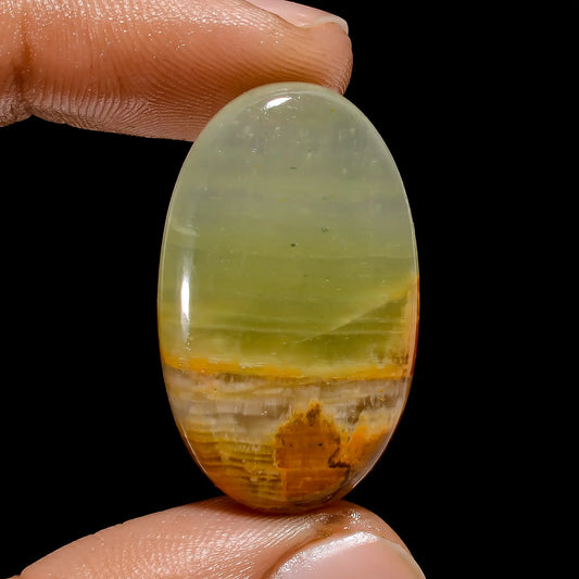 Green Calcite Oval Shape Cabochon Loose Gemstone Natural 30 Ct. 31X19X5 mm V-4805