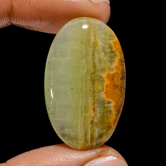 Green Calcite Oval Shape Cabochon Loose Gemstone Natural 25 Ct. 31X19X4 mm V-4806