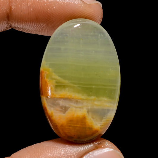 Green Calcite Oval Shape Cabochon Loose Gemstone Natural 31 Ct. 31X20X5 mm V-4807