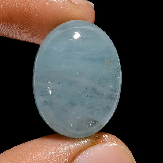 Aquamarine Oval Shape Cabochon Loose Gemstone Natural 34 Ct. 23X17X8 mm V-4833