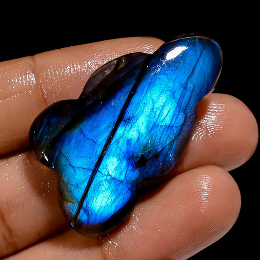 Blue Labradorite Cloud Shape Cabochon Loose Gemstone Natural 42.5 Ct. 38X22X6 mm V-4881