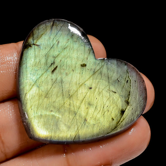 Golden Labradorite Heart Shape Cabochon Loose Gemstone Natural 89 Ct. 37X41X6 mm V-4907