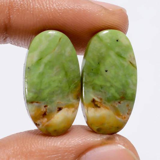 Variscite Oval Shape Cabochon Loose Gemstone Pair Natural 13.5 Ct. 20X10X3 mm V-4950