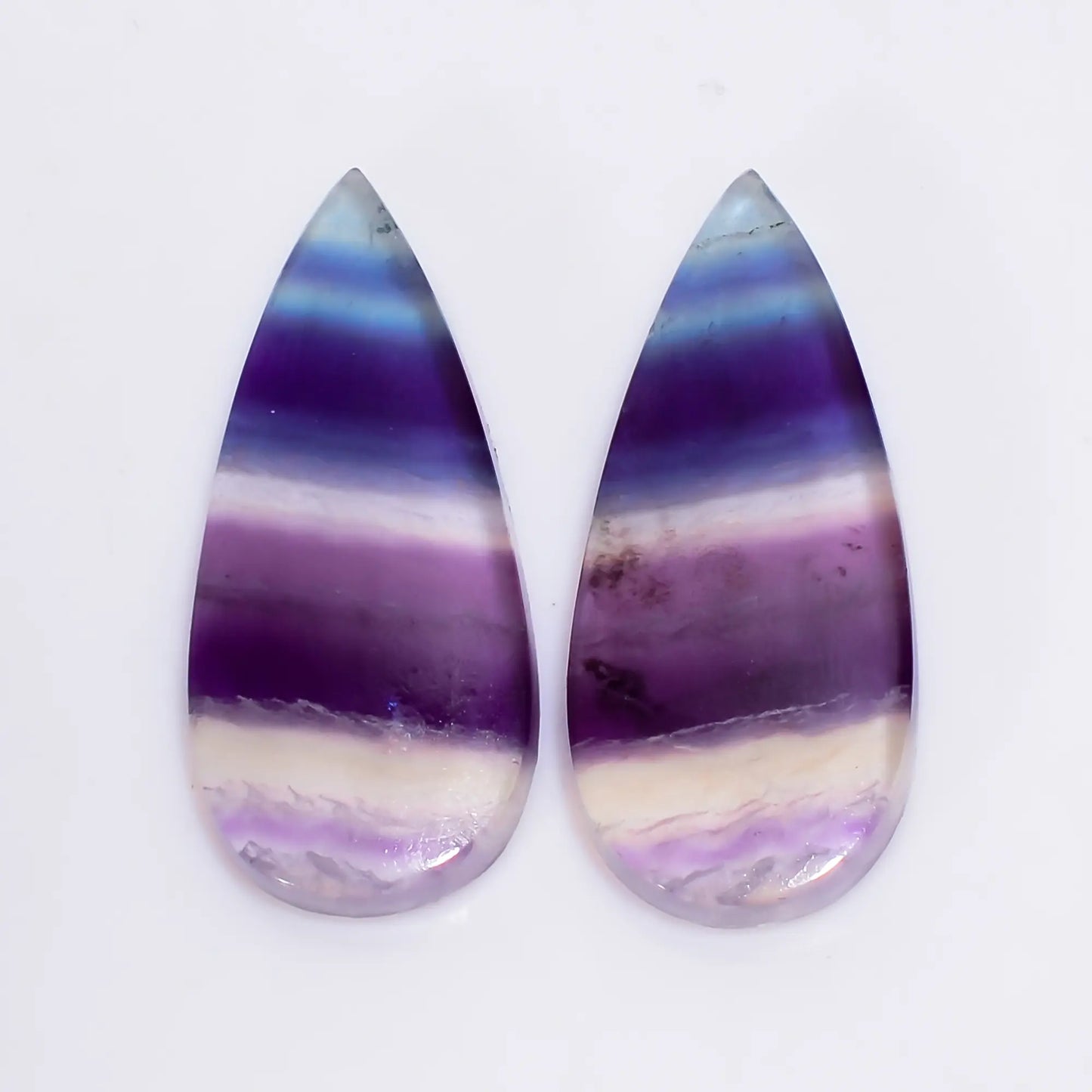 Wonderful Top Grade Quality 100% Natural Fluorite Pear Shape Cabochon Loose Gemstone Pair For Making Earrings 25.5 Ct. 27X11X3 mm V-4969
