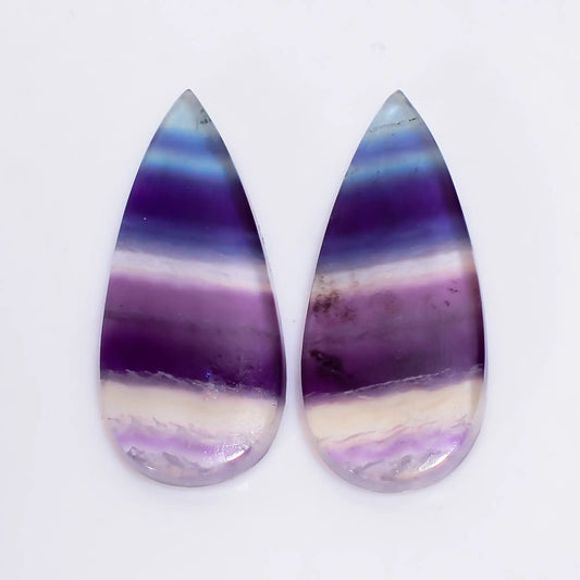 Wonderful Top Grade Quality 100% Natural Fluorite Pear Shape Cabochon Loose Gemstone Pair For Making Earrings 25.5 Ct. 27X11X3 mm V-4969