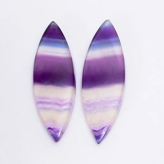 Fluorite Marquise Shape Cabochon Loose Gemstone Pair Natural 16.5 Ct. 28X9X2 mm V-4981