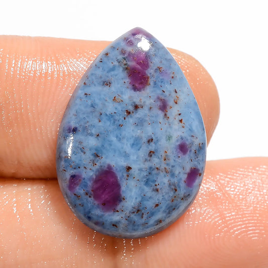 Ruby Kyanite Pear Shape Cabochon Loose Gemstone Natural 13.5 Ct. 21X15X3 mm V-5074