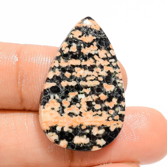 Flower Obsidian Pear Shape Cabochon Loose Gemstone Natural 14.5 Ct. 28X18X3 mm V-5099