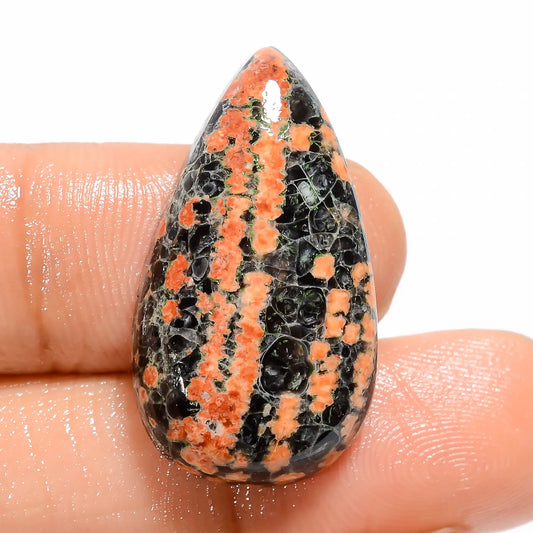 Flower Obsidian Pear Shape Cabochon Loose Gemstone Natural 19 Ct. 27X15X5 mm V-5100