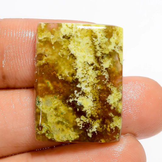 Green Opal Radiant Shape Cabochon Loose Gemstone Natural 21 Ct. 24X17X4 mm V-5152