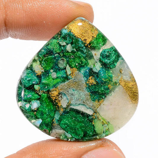 Copper Epoxy Heart Shape Cabochon Loose Gemstone 44 Ct. 33X32X6 mm V-5165