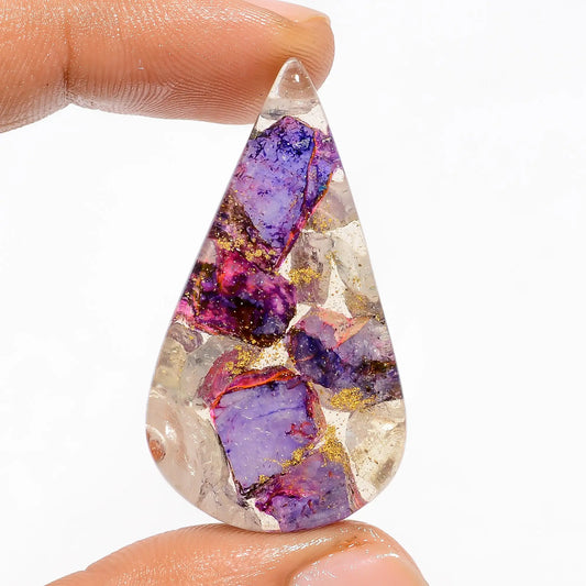 Copper Epoxy Pear Shape Cabochon Loose Gemstone 35 Ct. 40X22X6 mm V-5168