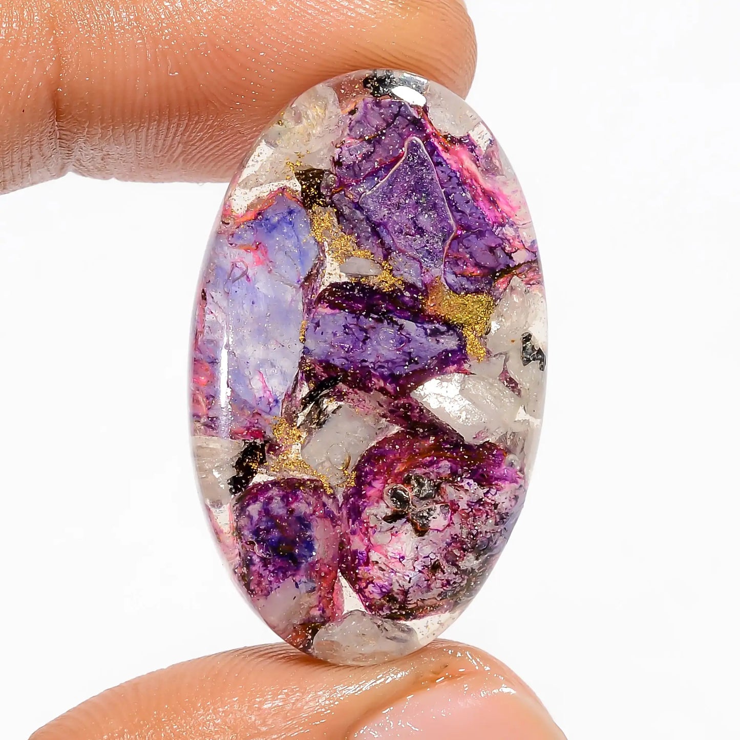 Copper Epoxy Oval Shape Cabochon Loose Gemstone 29.5 Ct. 32X18X6 mm V-5169