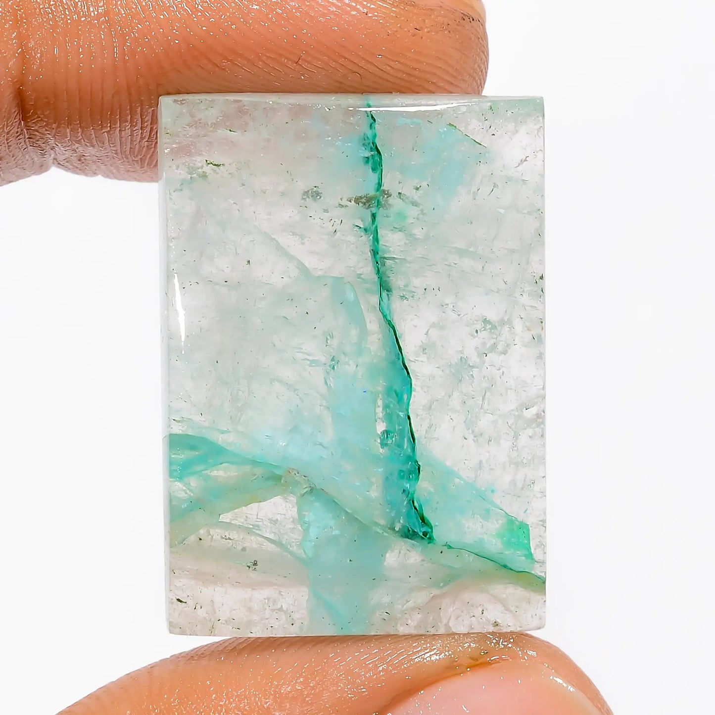 Aqua Chrysocolla Rectangle Shape Cabochon Loose Gemstone Natural 28 Ct. 27X19X4 mm V-5192