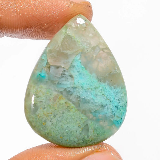 Aqua Chrysocolla Pear Shape Cabochon Loose Gemstone Natural 36.5 Ct. 34X26X5 mm V-5197