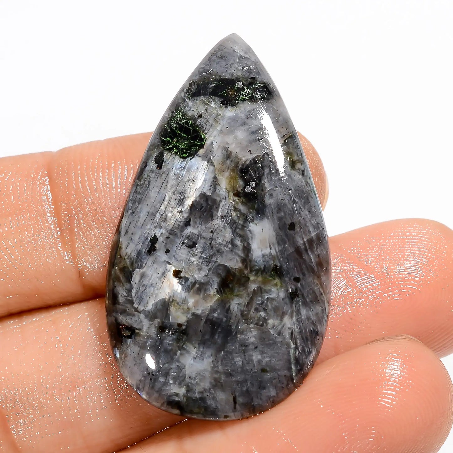 Larvikite Pear Shape Cabochon Loose Gemstone Natural 29.5 Ct. 35X19X4 mm V-5216