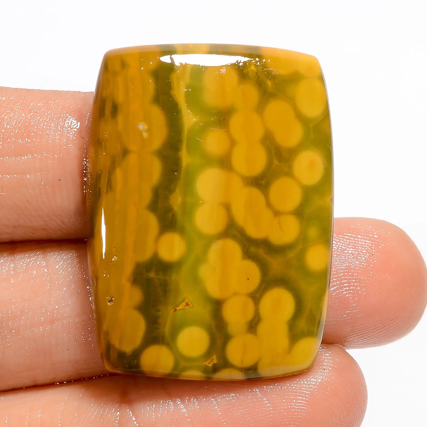 Ocean Jasper Radiant Shape Cabochon Loose Gemstone Natural 46.5 Ct. 32X23X5 mm V-5229
