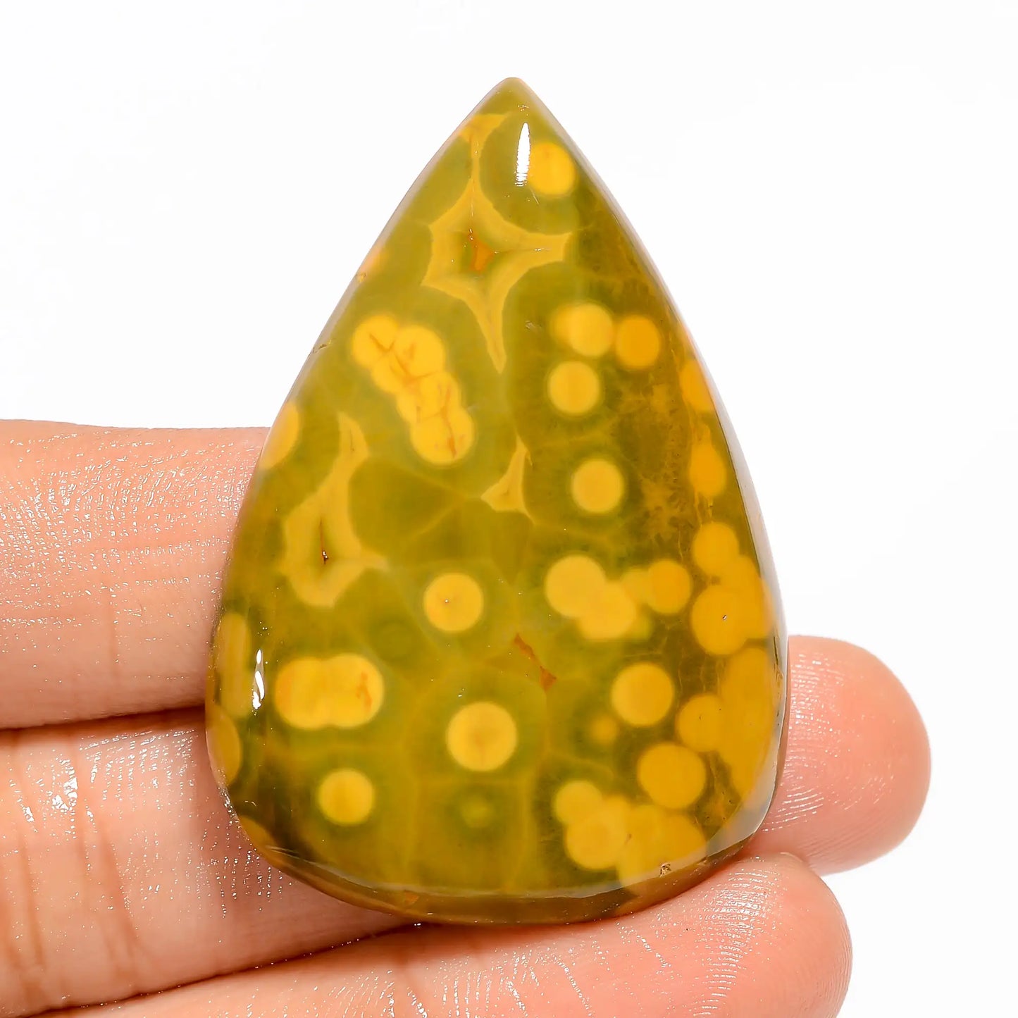 Ocean Jasper Pear Shape Cabochon Loose Gemstone Natural 77 Ct. 45X31X6 mm V-5230