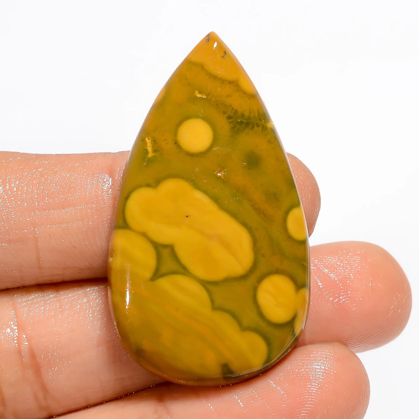 Ocean Jasper Pear Shape Cabochon Loose Gemstone Natural 49.5 Ct. 40X24X5 mm V-5233