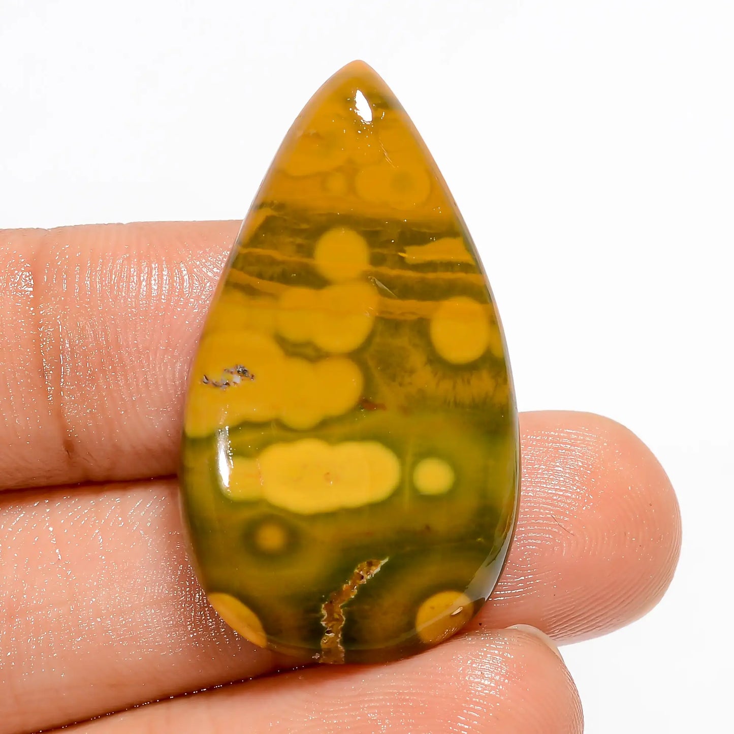 Ocean Jasper Pear Shape Cabochon Loose Gemstone Natural 31 Ct. 33X18X5 mm V-5239