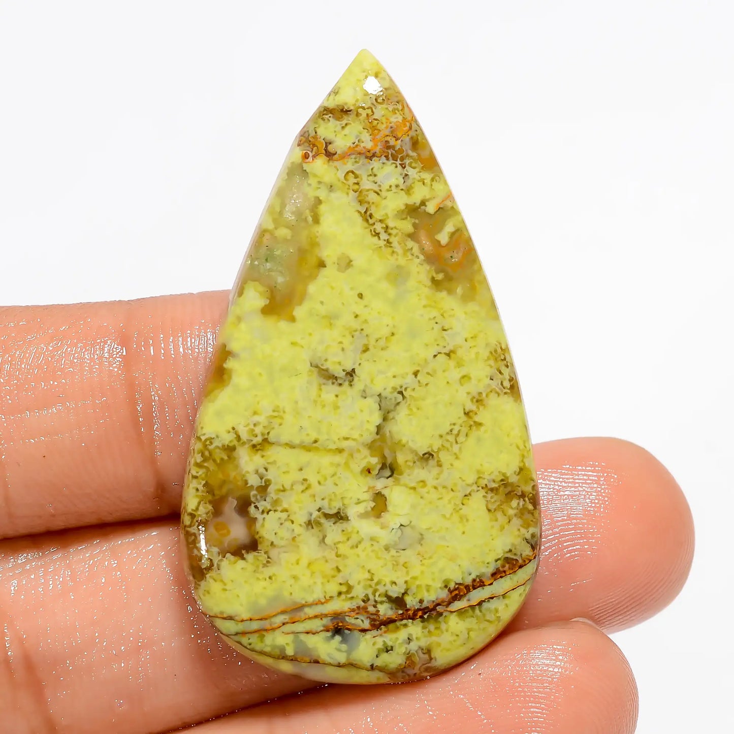 Green Opal Pear Shape Cabochon Loose Gemstone Natural 34 Ct. 41X23X4 mm V-5242