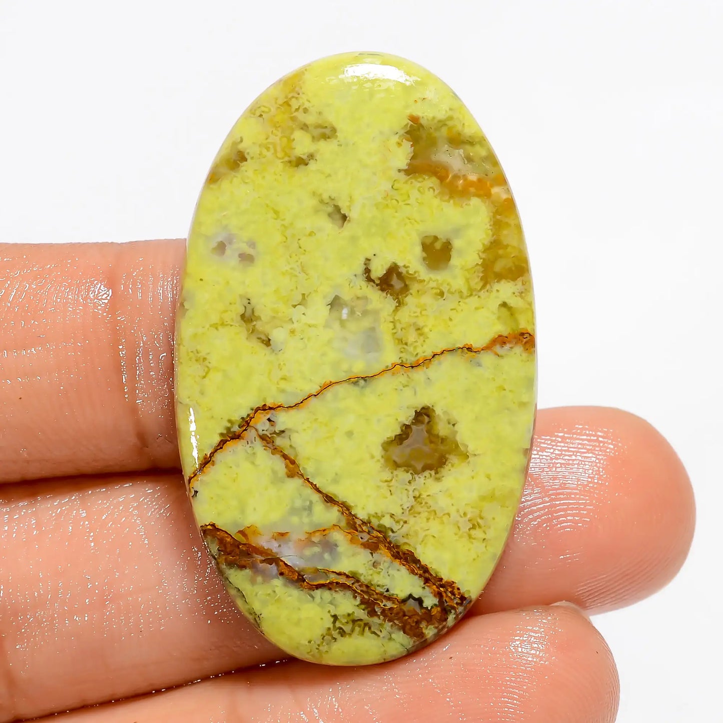 Green Opal Oval Shape Cabochon Loose Gemstone Natural 29 Ct. 38X22X4 mm V-5243