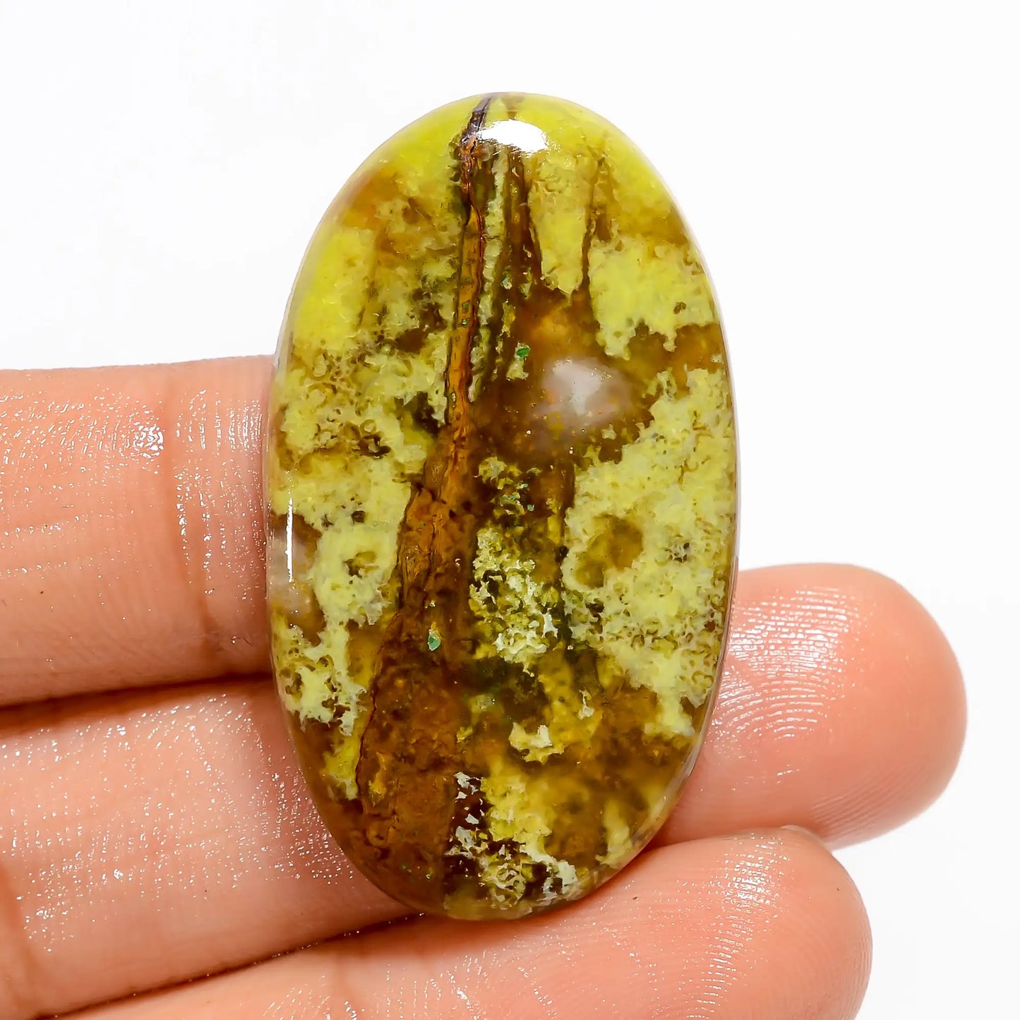 Green Opal Oval Shape Cabochon Loose Gemstone Natural 38 Ct. 37X21X4 mm V-5244