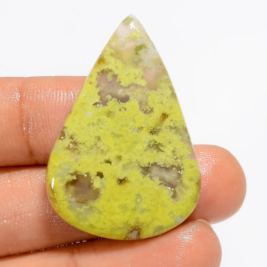 Green Opal Pear Shape Cabochon Loose Gemstone Natural 31 Ct. 36X24X4 mm V-5245