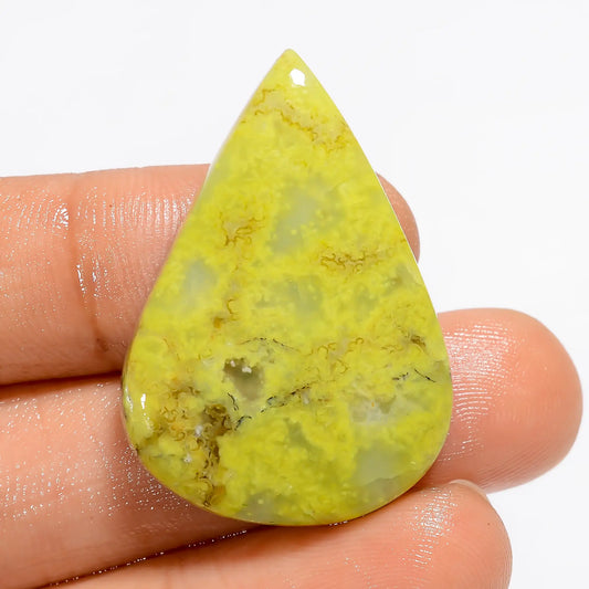 Green Opal Pear Shape Cabochon Loose Gemstone Natural 29 Ct. 33X23X5 mm V-5246
