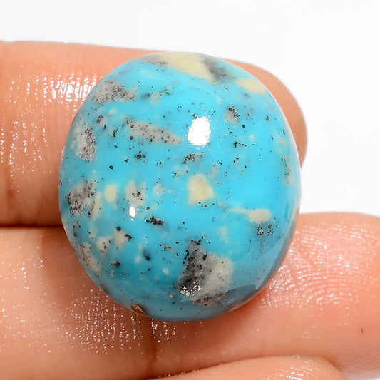 Irani Turquoise Oval Shape Cabochon Loose Gemstone Natural 25.5 Ct. 20X18X10 mm V-5261