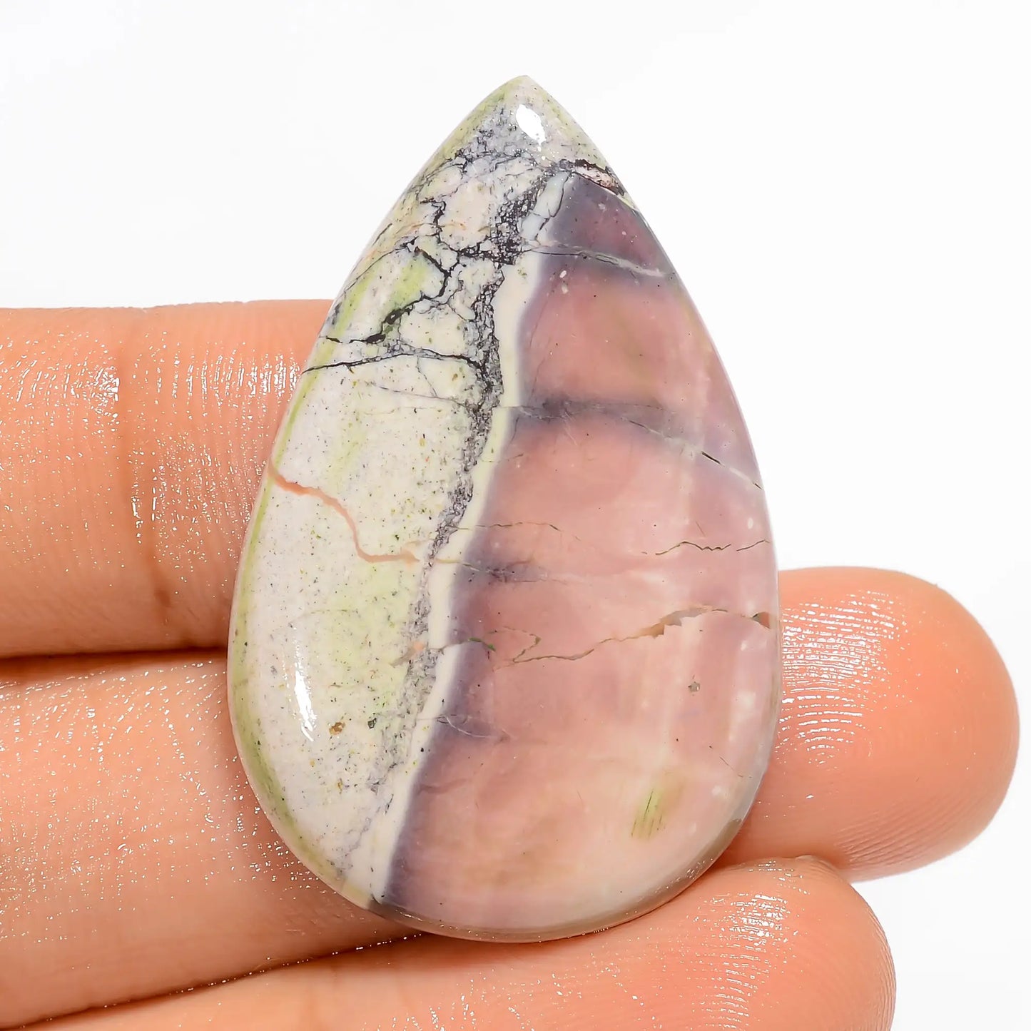 Porcelain Jasper Pear Shape Cabochon Loose Gemstone Natural 31 Ct. 35X23X4 mm V-5281