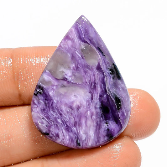 Charoite Pear Shape Cabochon Loose Gemstone Natural 39 Ct. 33X25X5 mm V-5371