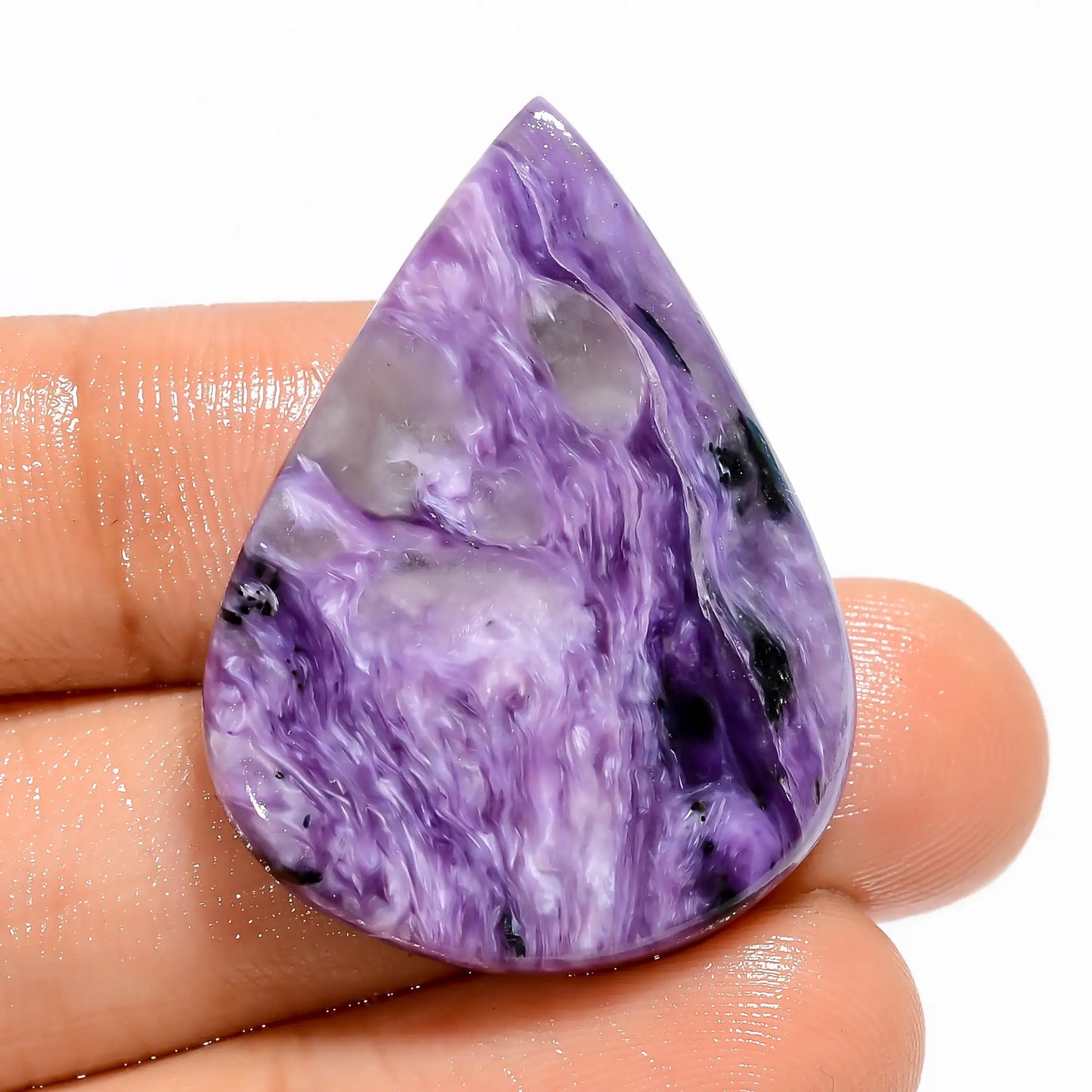 Charoite Pear Shape Cabochon Loose Gemstone Natural 39 Ct. 33X25X5 mm V-5371