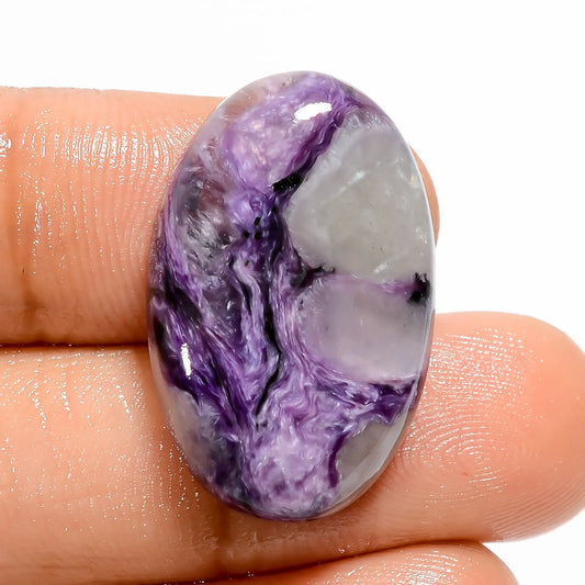 Charoite Oval Shape Cabochon Loose Gemstone Natural 19.5 Ct. 25X16X5 mm V-5379